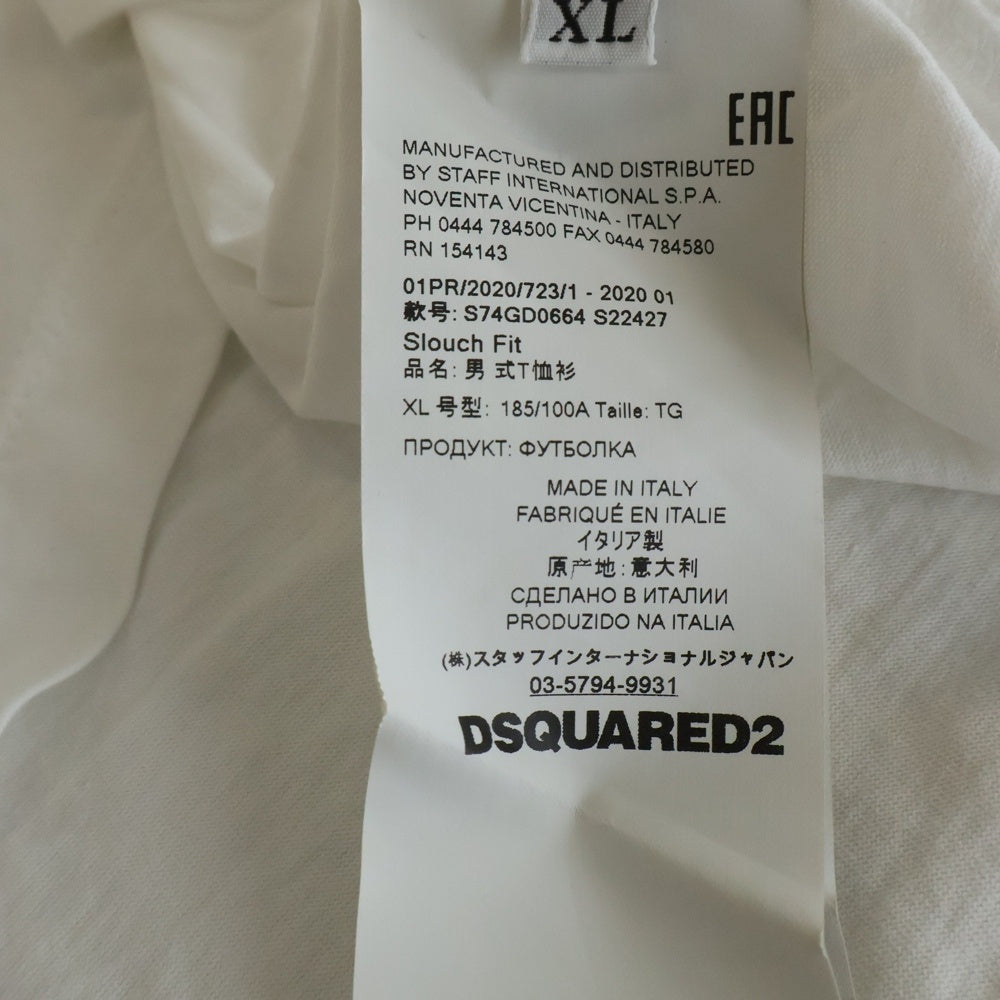 DSQUARED2(ディースクエアード) 20SS BIG LOGO PRINT ビックロゴプリント 半袖Tシャツ カットソー ホワイト S74GD0664