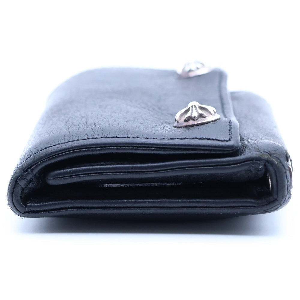 CHROME HEARTS(クロムハーツ) 3FOLD 3フォールド クロスボールボタン レザーウォレット 財布 ブラック BCA364