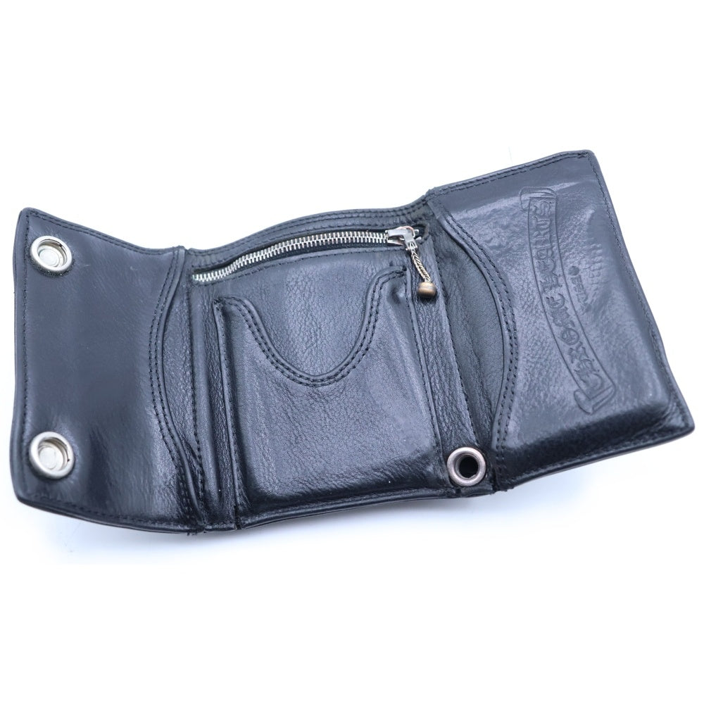 CHROME HEARTS(クロムハーツ) 3FOLD 3フォールド クロスボールボタン レザーウォレット 財布 ブラック BCA364
