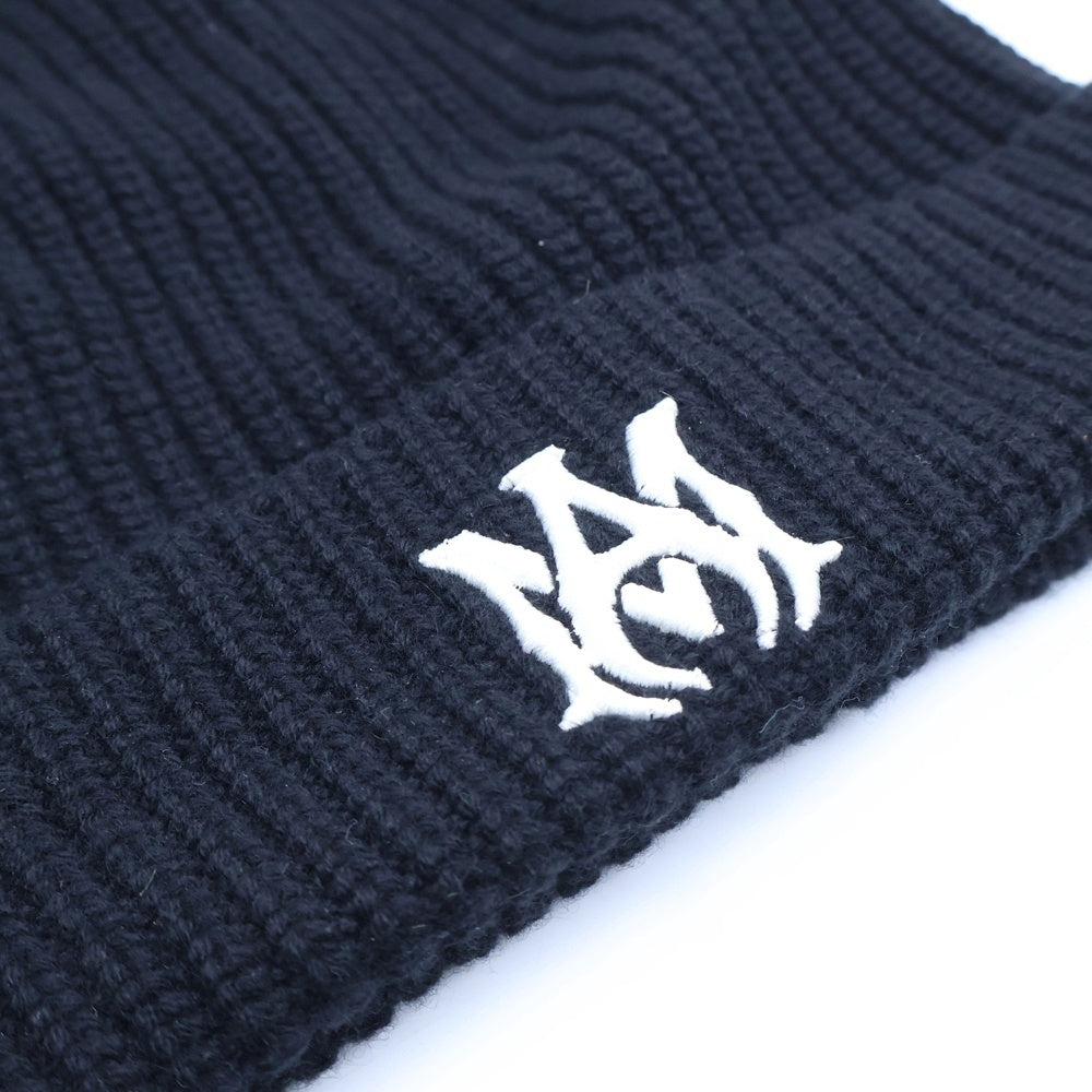 AMIRI(アミリ) ロゴ刺繍 ニット帽 ビーニー ブラック