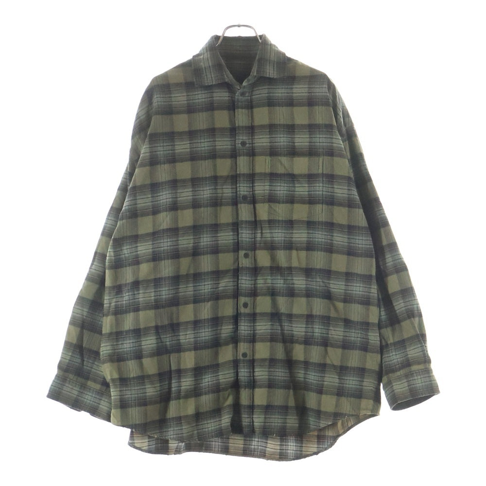 BALENCIAGA(バレンシアガ) 24AW PARIS LIBERTY L/S LAYERED SHIRT パリリバティー レイヤード ドッキング ヴィンテージ チェック柄長袖シャツ カーキ/ブラック 794656 TQM20