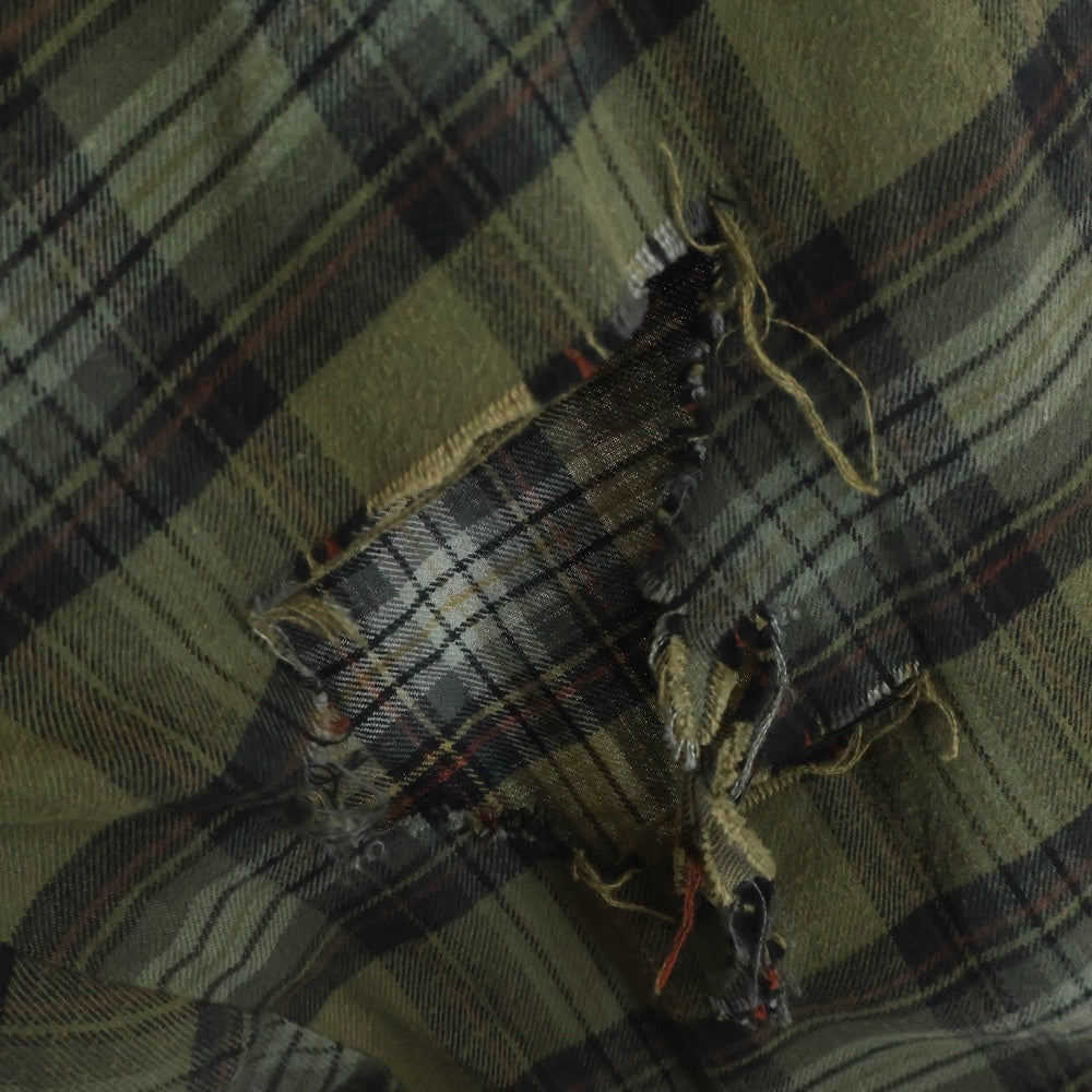 BALENCIAGA(バレンシアガ) 24AW PARIS LIBERTY L/S LAYERED SHIRT パリリバティー レイヤード ドッキング ヴィンテージ チェック柄長袖シャツ カーキ/ブラック 794656 TQM20