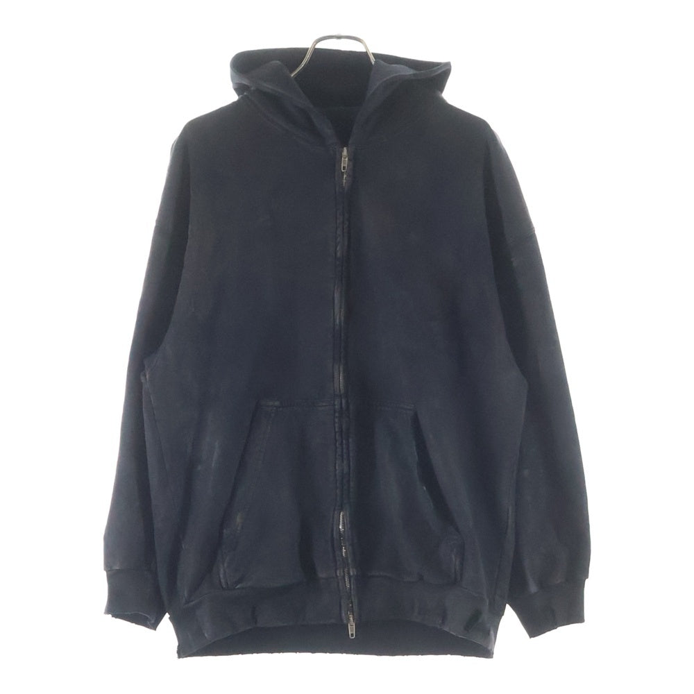 BALENCIAGA(バレンシアガ) 23SS Zip-Up Hoodieダメージ加工ジップパーカー ブラック 744454