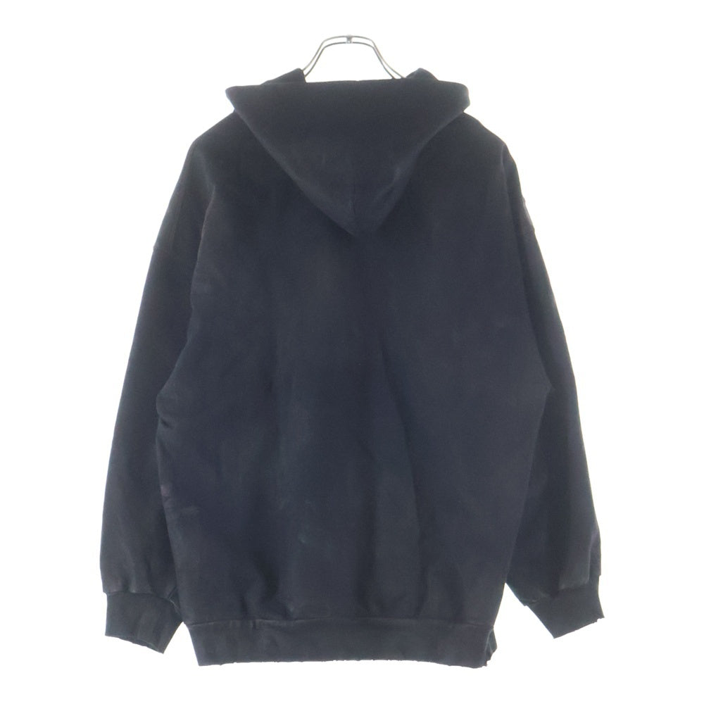 BALENCIAGA(バレンシアガ) 23SS Zip-Up Hoodieダメージ加工ジップパーカー ブラック 744454