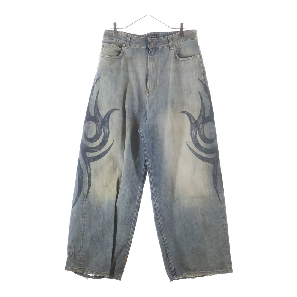 BALENCIAGA(バレンシアガ) 24AW TATTOO BUGGY JEANS タトゥー バギー ジーンズ デニムパンツ インディゴ 809360 TRW77