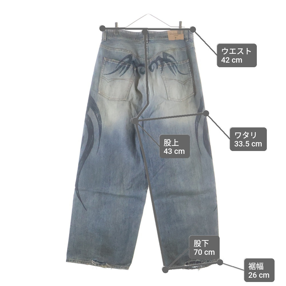 BALENCIAGA(バレンシアガ) 24AW TATTOO BUGGY JEANS タトゥー バギー ジーンズ デニムパンツ インディゴ 809360 TRW77