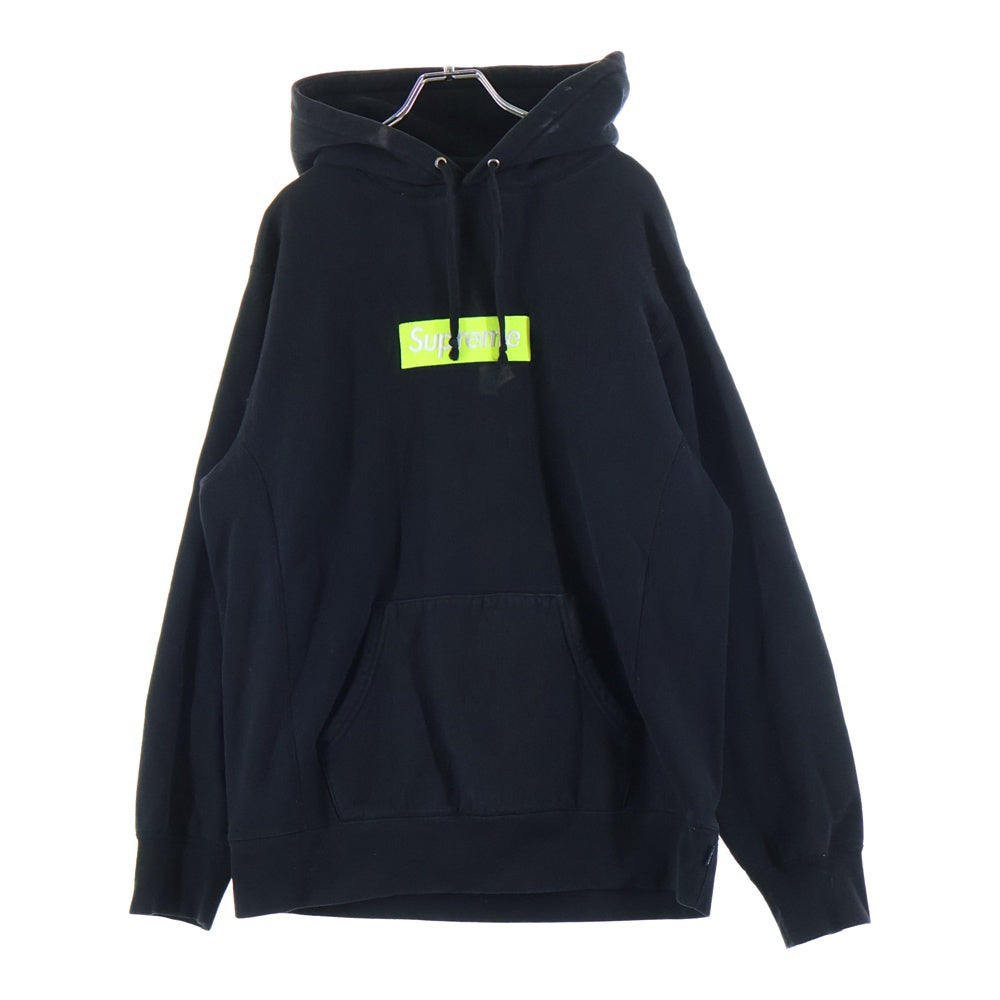 SUPREME(シュプリーム) 17AW Box Logo Hooded Sweatshirt 蛍光ボックスロゴ プルオーバーパーカー ブラック/イエロー