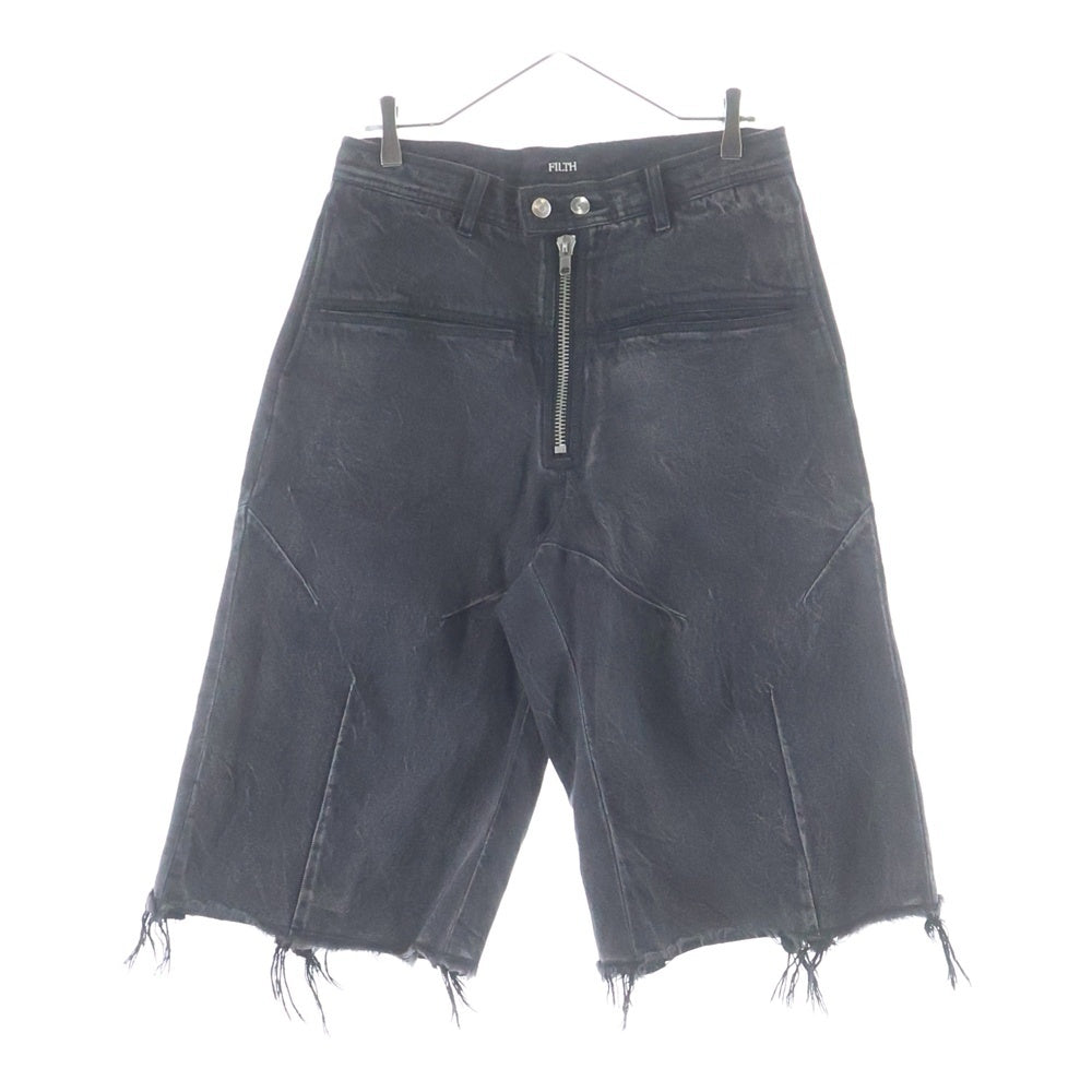 FILTH(フィルス) FRONT ZIP BAGGY DENIM SHORTS バギー デニム ショーツ ブラック FL-SS24-PT01