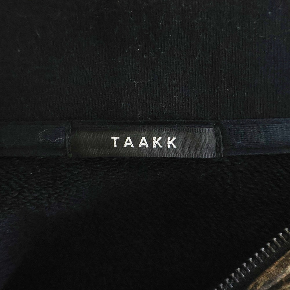 TAAKK(ターク) FUR PRINT JERSEY FLOCKY SWEATSHIRT ハーフジップ スウェットシャツ ブラック TA25AW-JR-088