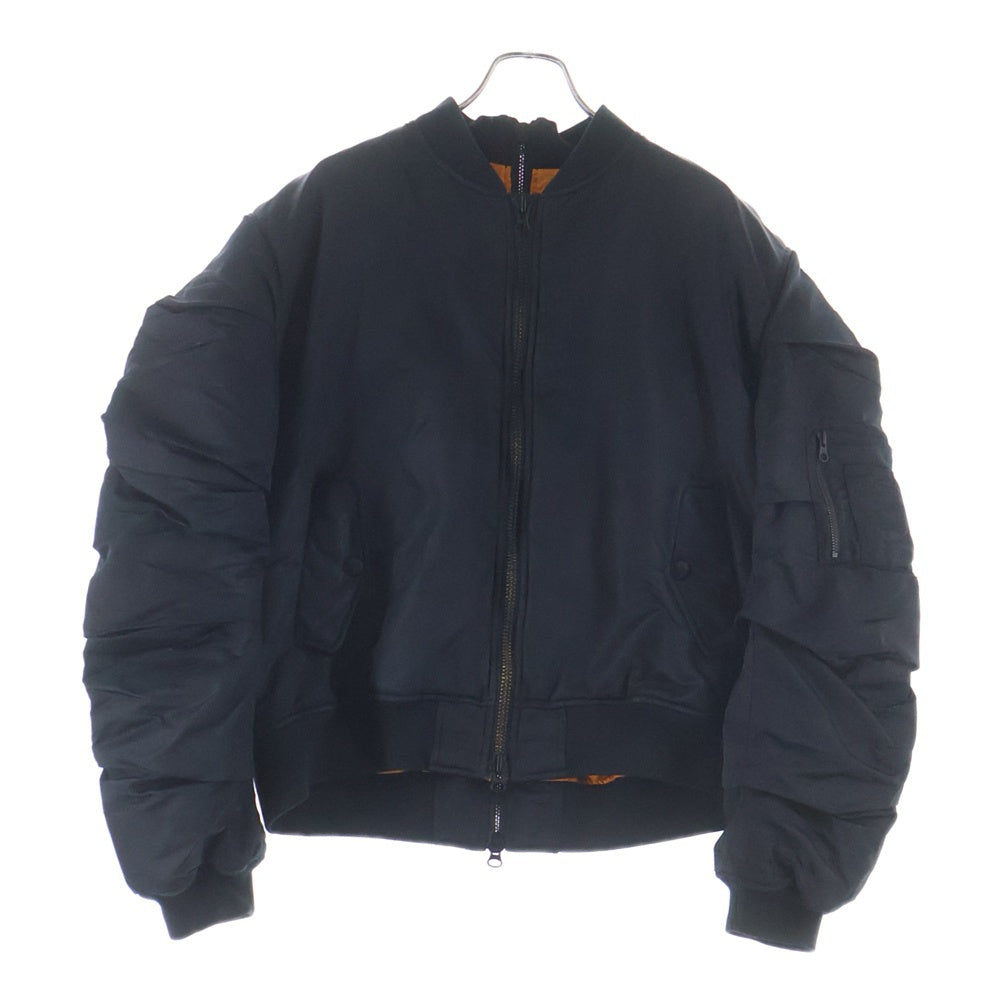NO BRAND(ノーブランド) MA-1 ZIPUP NYLON JACKET ジップアップナイロンジャケット ブラック