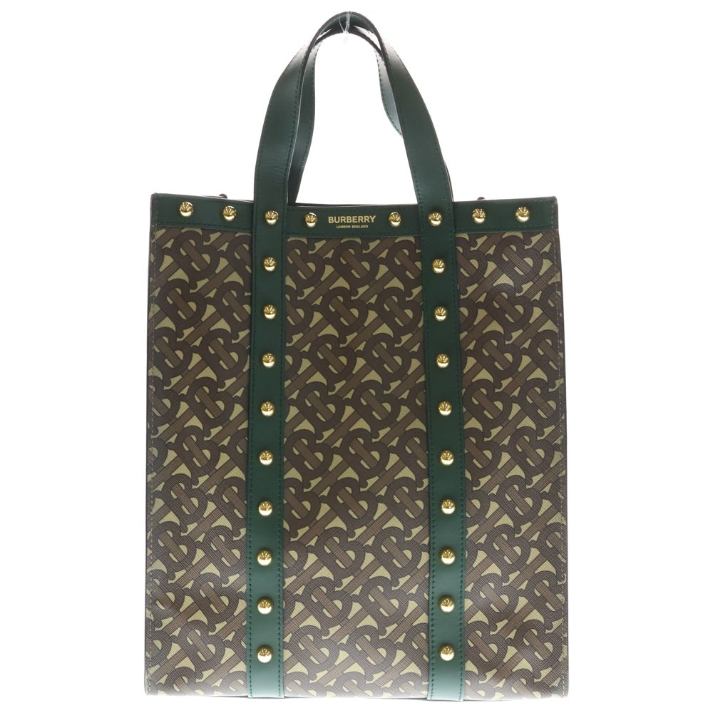 BURBERRY(バーバリー) TB トートバッグ スモール モノグラムプリント Eキャンバス ハンドバッグ グリーン/ブラウン 8025069 レディース