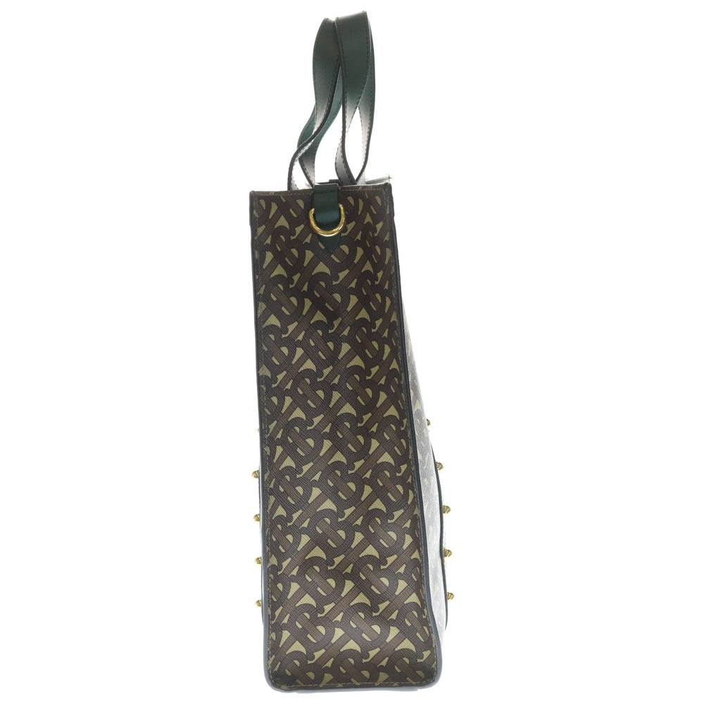 BURBERRY(バーバリー) TB トートバッグ スモール モノグラムプリント Eキャンバス ハンドバッグ グリーン/ブラウン 8025069 レディース