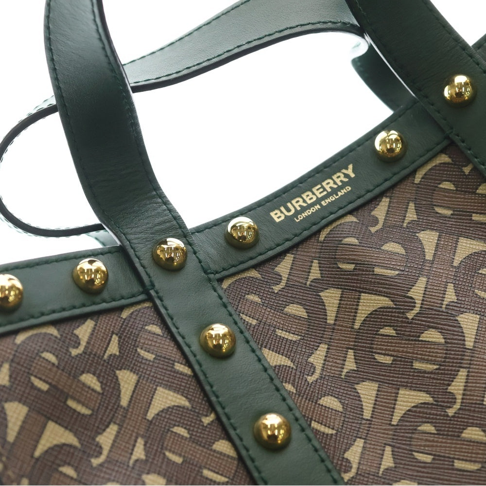 BURBERRY(バーバリー) TB トートバッグ スモール モノグラムプリント Eキャンバス ハンドバッグ グリーン/ブラウン 8025069 レディース