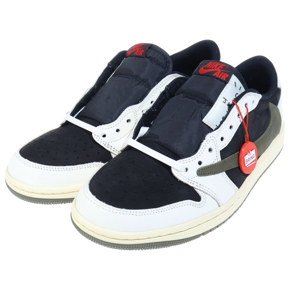 NIKE(ナイキ) ×TRAVIS SCOTT WMNS AIR JORDAN 1 LOW OG トラヴィススコット ウィメンズ エアジョーダン1 ローカットスニーカー ホワイト/オリーブ US10/27cm DZ4137-106 レディース