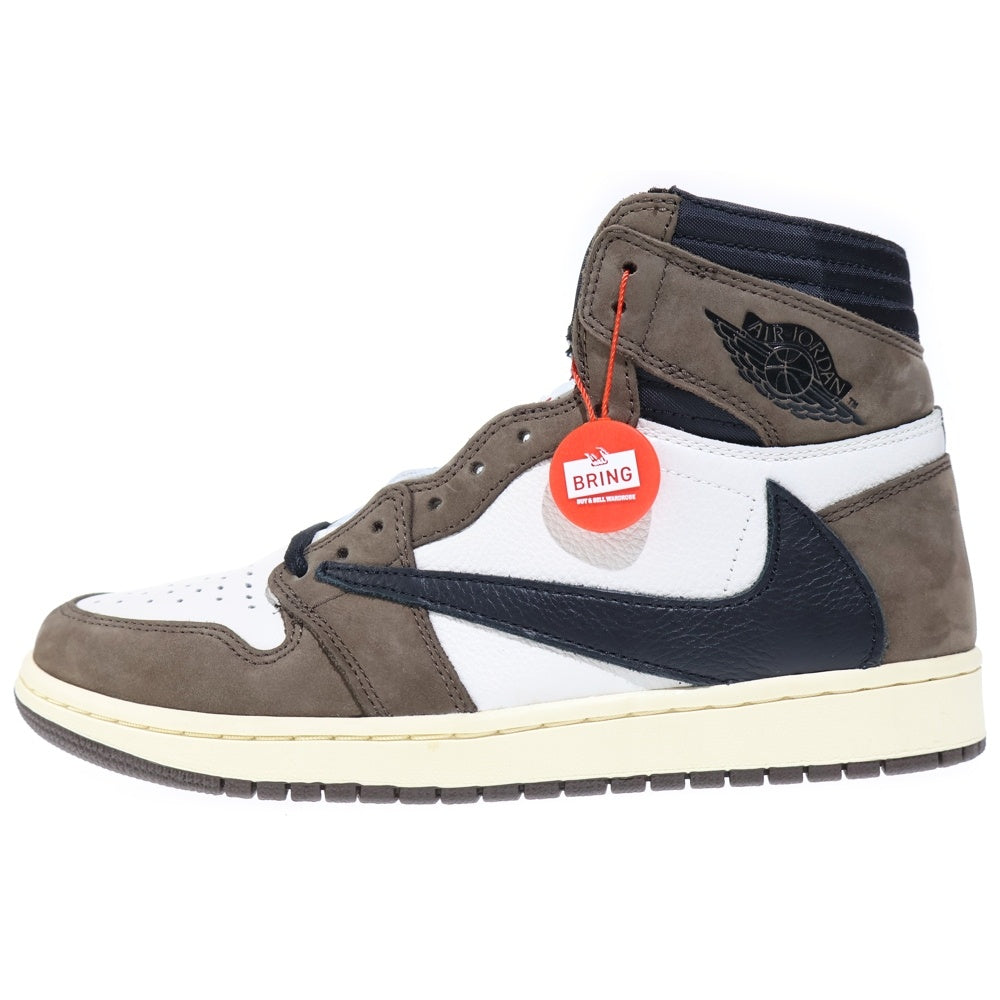 NIKE(ナイキ) ×TRAVIS SCOTT AIR JORDAN 1 RETRO HIGH OG TS SP トラヴィススコット エアジョーダン1 ハイカットスニーカー ブラウン/ホワイト US10.5/27cm CD4487-100