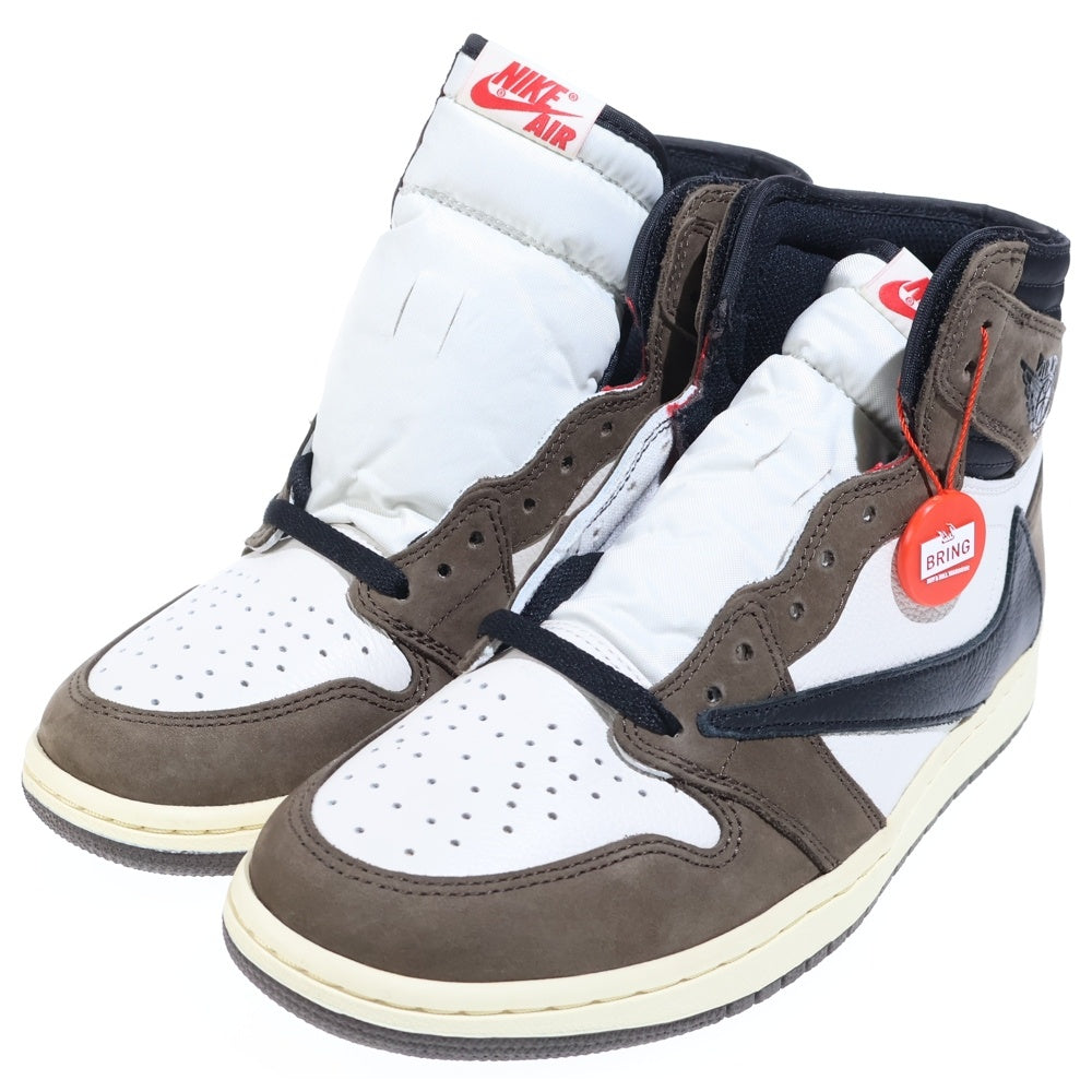 NIKE(ナイキ) ×TRAVIS SCOTT AIR JORDAN 1 RETRO HIGH OG TS SP トラヴィススコット エアジョーダン1 ハイカットスニーカー ブラウン/ホワイト US10.5/27cm CD4487-100