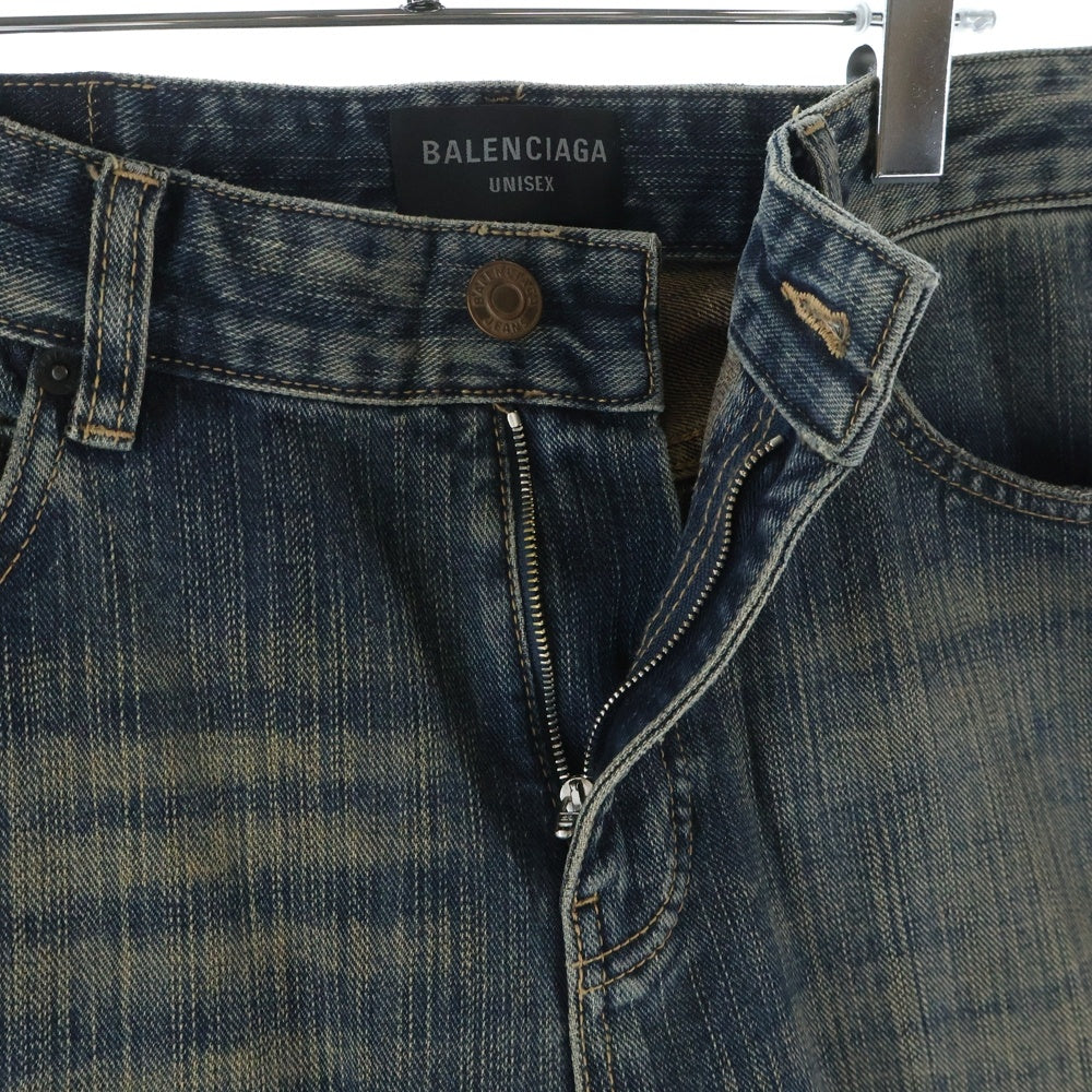 BALENCIAGA(バレンシアガ) 23AW ウォッシュド加工ブーツカットデニムパンツ インディゴ 751089 TNW65