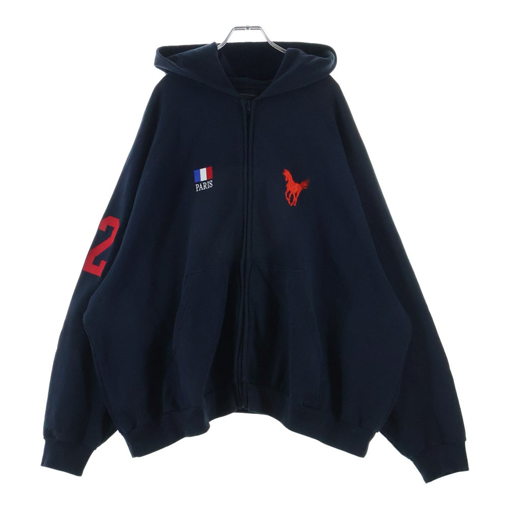 BALENCIAGA(バレンシアガ) Polo Zip-up Hoodie ポロジップフーディー パーカー ネイビー 720425 TNVD4