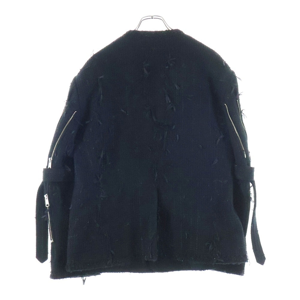 el conductorH(コンダクター) 25AW MIXED RIBBON TWEED NO COLLAR BONDAGE JKT ミックス リボン ツイードノーカラー ボンテージジャケット ブラック PD25AJ06