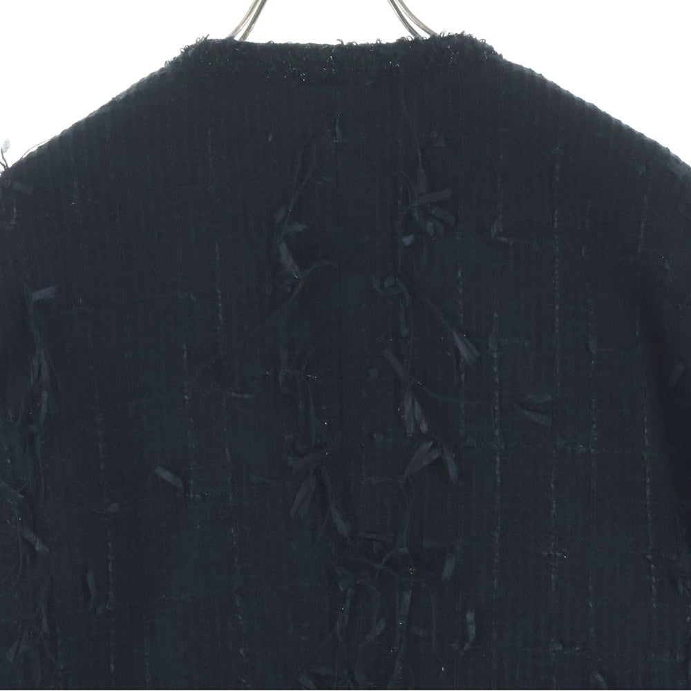 el conductorH(コンダクター) 25AW MIXED RIBBON TWEED NO COLLAR BONDAGE JKT ミックス リボン ツイードノーカラー ボンテージジャケット ブラック PD25AJ06