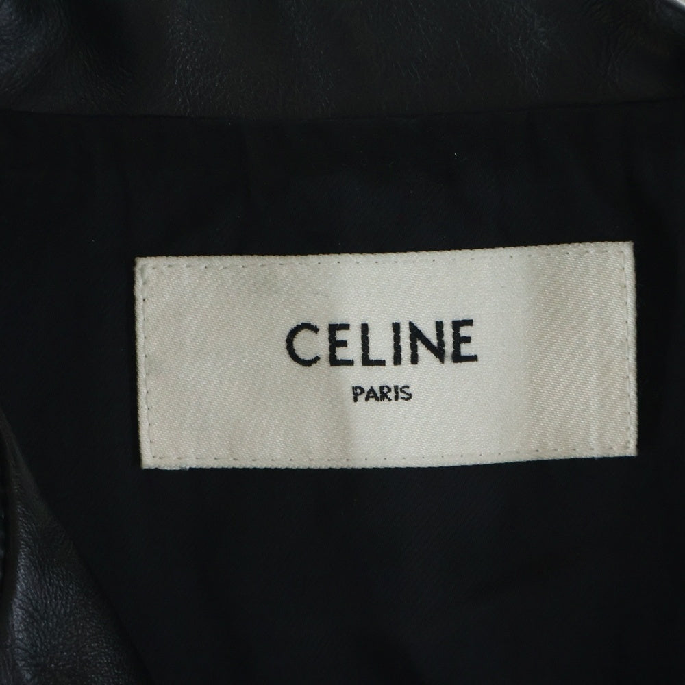 CELINE(セリーヌ) CELINE by Hedi Slimane クラシックバイカー カーフスキン ダブル レザーライダースジャケット ブラック 2E158599E