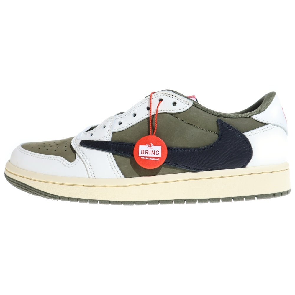 NIKE(ナイキ) ×TAVIS SCOTT AIR JORDAN1 LOW OG SP トラヴィス スコット エアジョーダン1 リバースオリーブ ローカットスニーカー ホワイト/カーキ US9/27cm DM7866-200