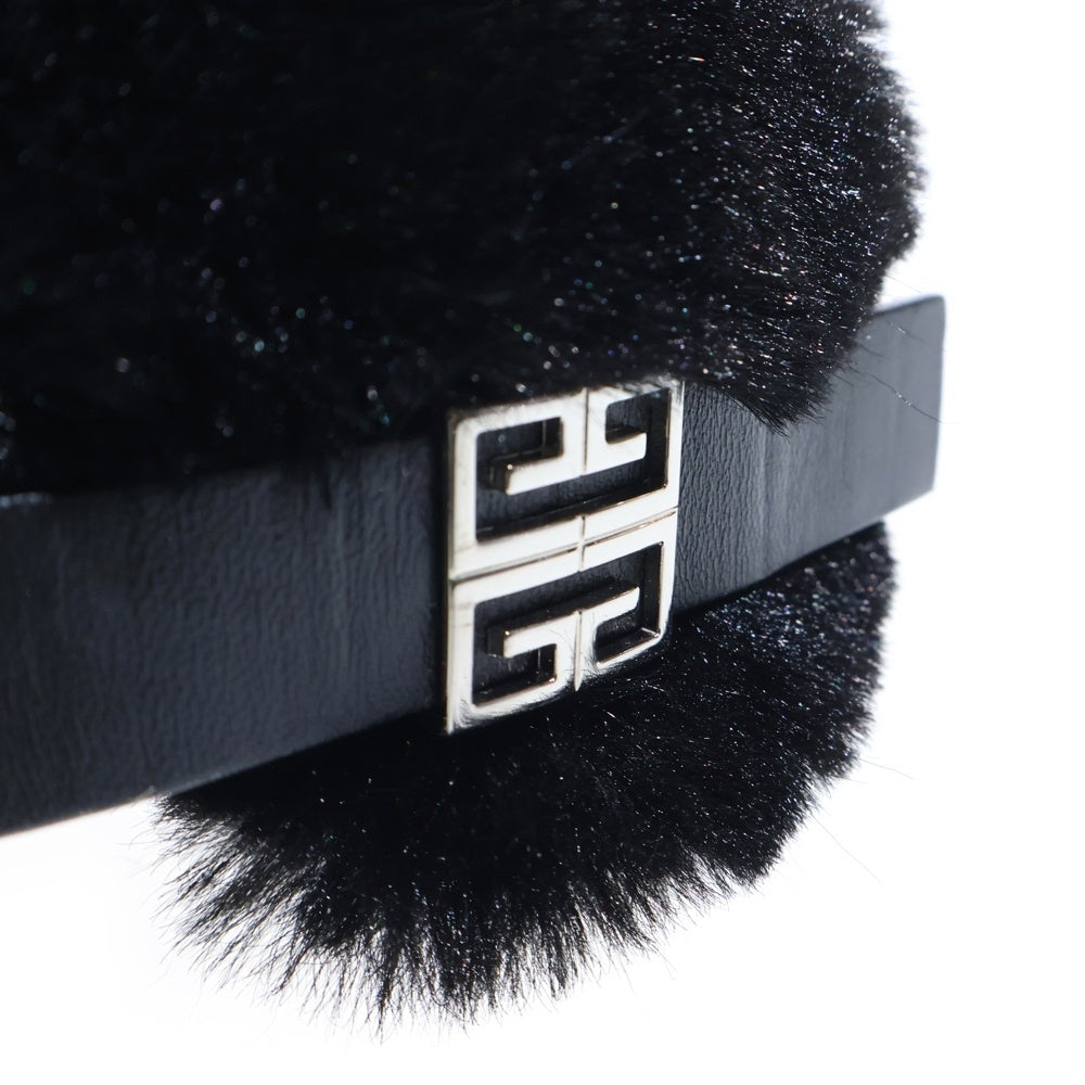 GIVENCHY(ジバンシィ) Faux Fur Curved Baseball Cap フェイクファー カーブド ベースボールキャップ ブラック BPZ020P0DP レディース