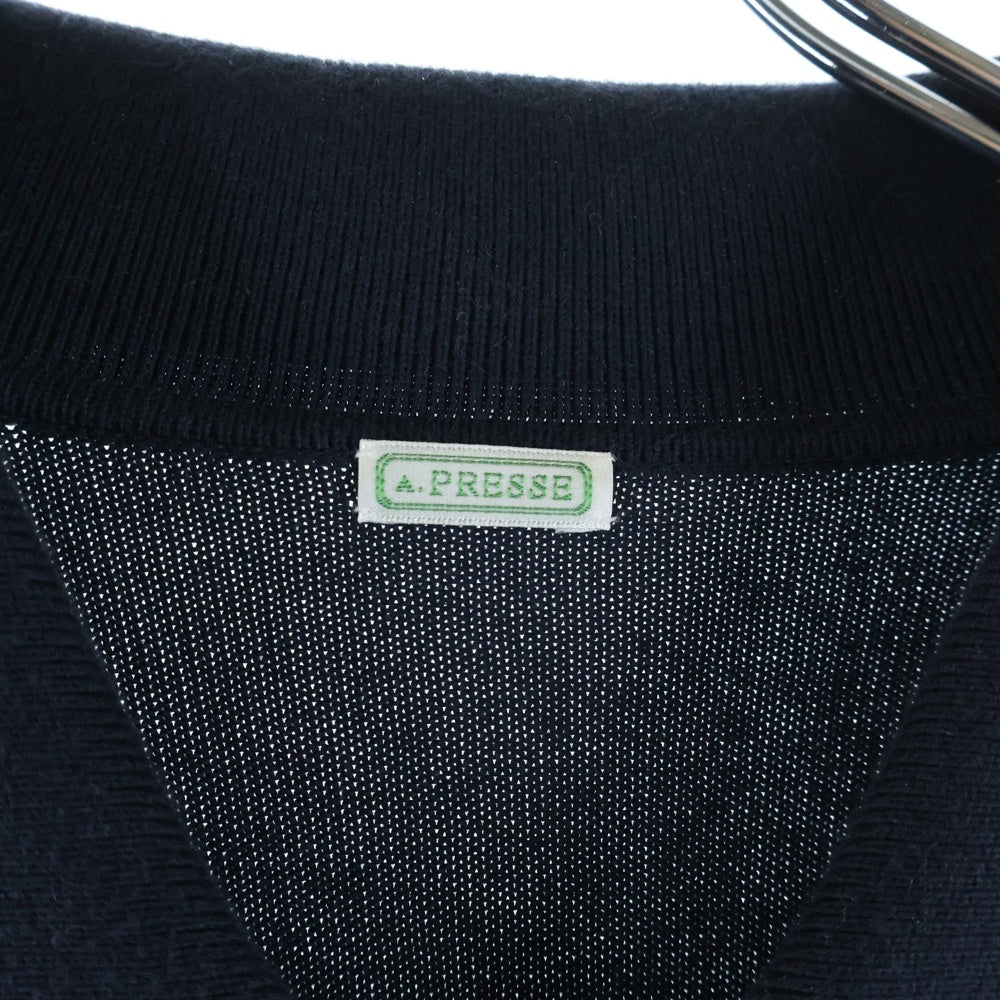 A.PRESSE(アプレッセ) 24SS Cotton Knit Polo Collar Cardiga アプレッセ コットンニットポロカラーカーディガン ネイビー 24SAP-03-08K