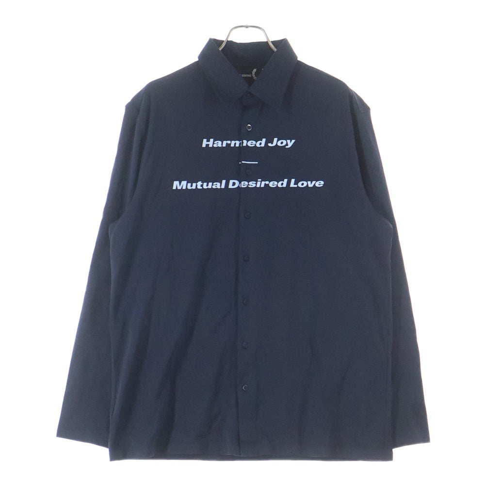 RAF SIMONS(ラフシモンズ) ×FRED PERRY PRINTED JERSEY SHIRT フレッドペリー プリントジャージー 長袖シャツ ネイビー SM6516