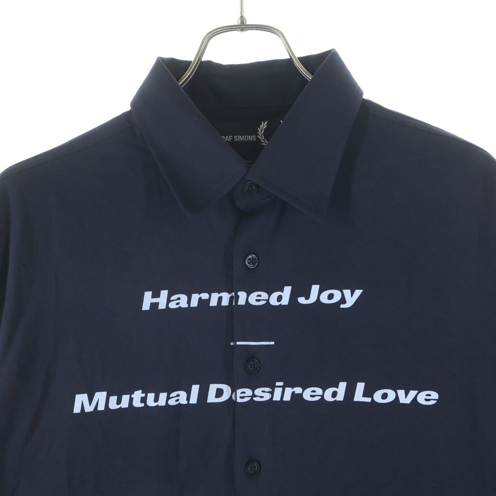 RAF SIMONS(ラフシモンズ) ×FRED PERRY PRINTED JERSEY SHIRT フレッドペリー プリントジャージー 長袖シャツ ネイビー SM6516