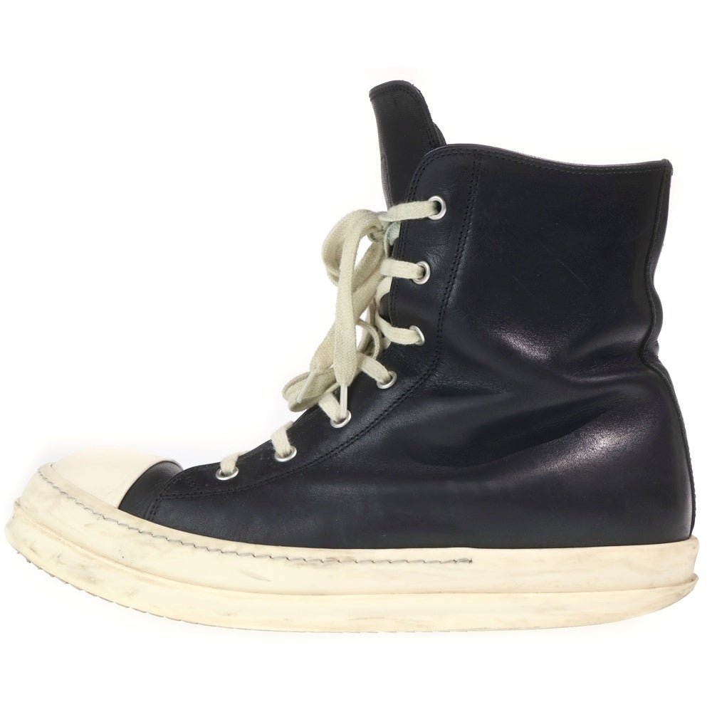 Rick Owens(リックオウエンス) RAMONES ラモーンズ サイドジップ レザーハイカットスニーカー ブラック