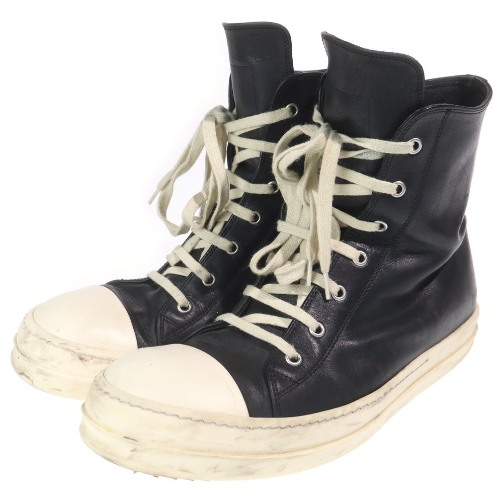 Rick Owens(リックオウエンス) RAMONES ラモーンズ サイドジップ レザーハイカットスニーカー ブラック
