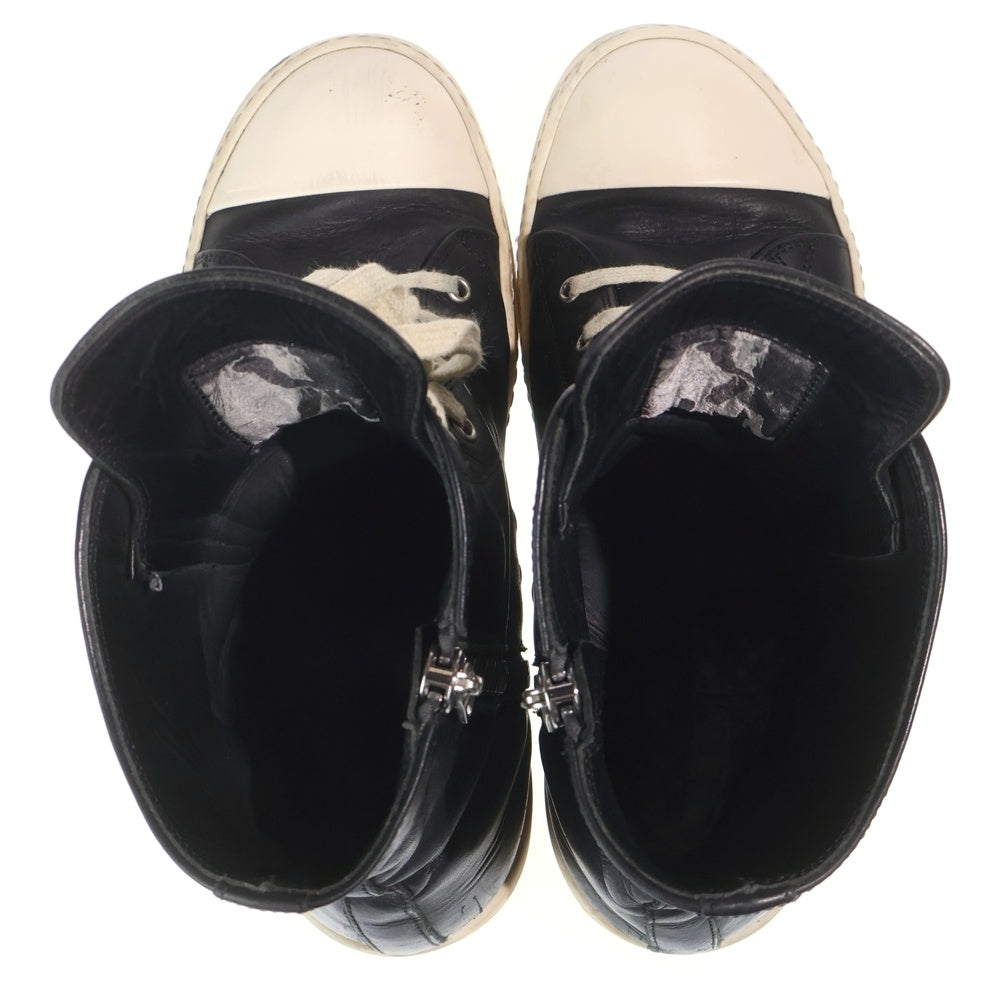 Rick Owens(リックオウエンス) RAMONES ラモーンズ サイドジップ レザーハイカットスニーカー ブラック