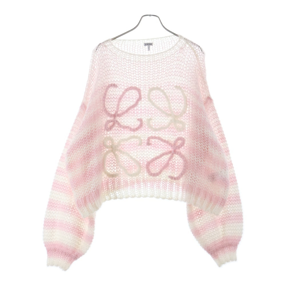 LOEWE(ロエベ) 24AW Pink Logo Jacquard Knit Sweater アナグラムロゴ ジャガード ニットセーター ピンク S359Y14KCS レディース