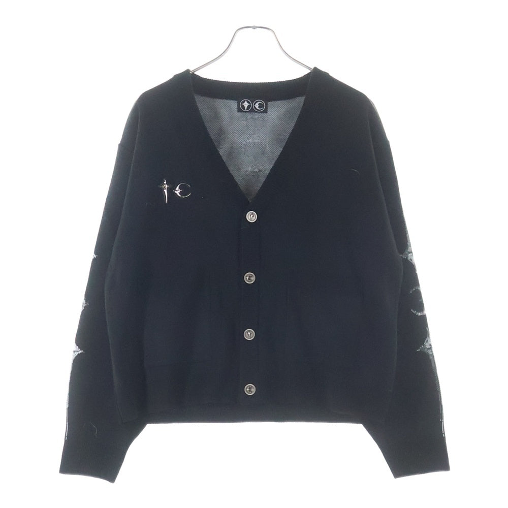 THUG CLUB(サグクラブ) 25AW TC Bone Knit Cardigan ボーンニットカーディガン ブラック TC25KN2101 レディース