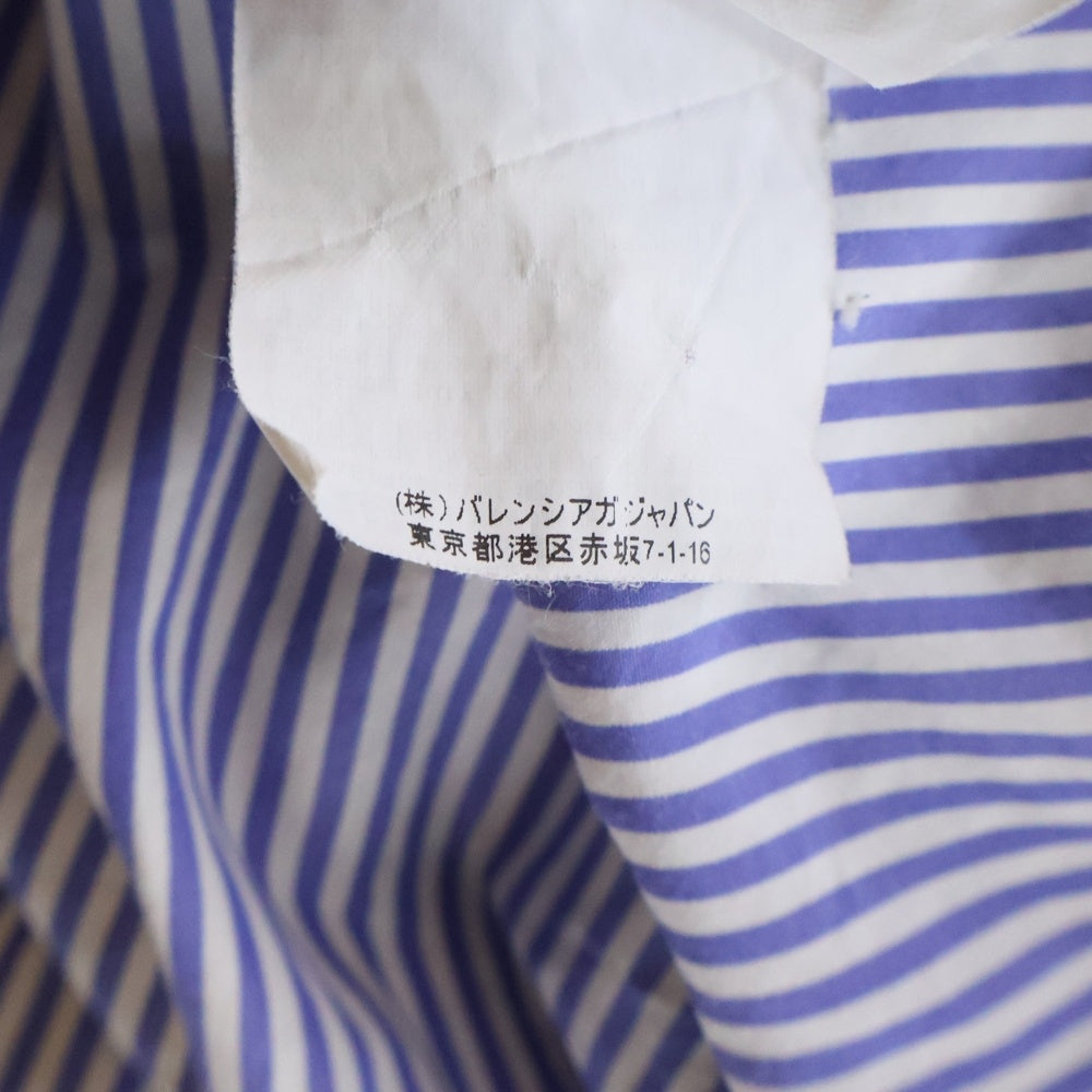 BALENCIAGA(バレンシアガ) 17SS バンドカラーストライプシャツ 長袖シャツ ブルー 492513 TXB03