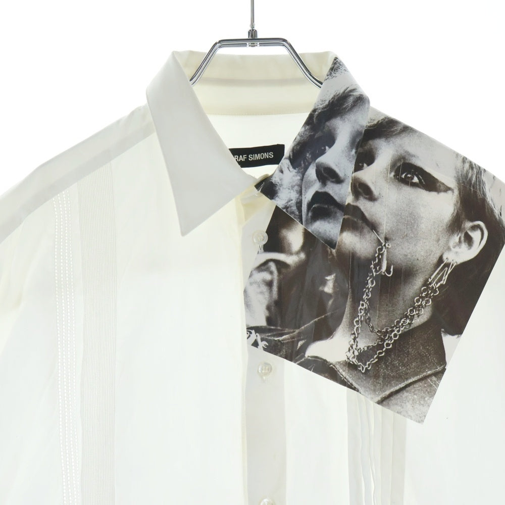 RAF SIMONS(ラフシモンズ) 19SS CROPPED SHIRT ASYMM アシメ パンク オーバーサイズ長袖シャツ ホワイト 191-293F
