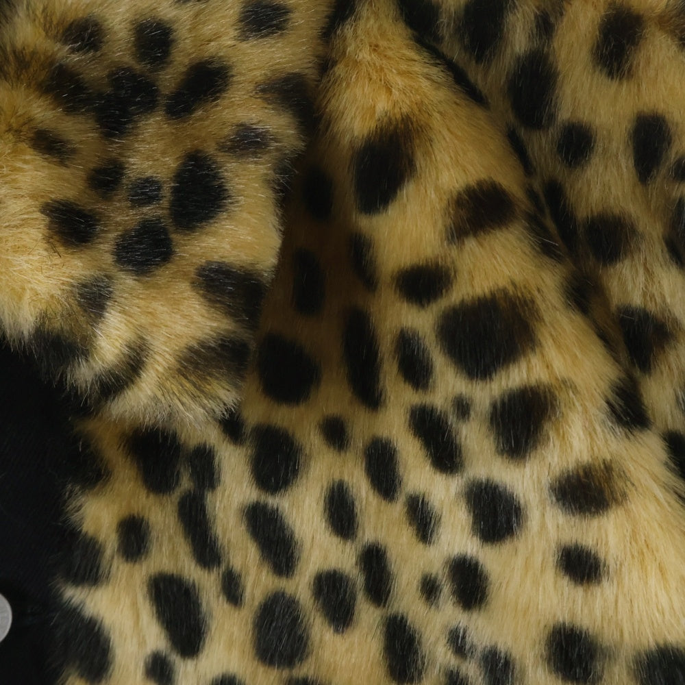 WACKO MARIA(ワコマリア) 25AW FAUX LEOPARD FUR DENIM GRIZZLY JACKET レオパード ファー デニム グリズリージャケット ブラック/ブラウン 25FW-WMOーBL17