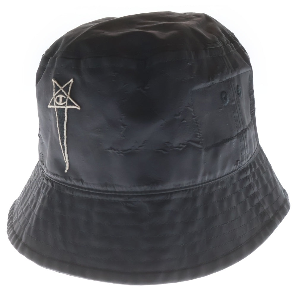 Rick Owens(リックオウエンス) 23SS ×Champion GILLIGAN HATチャンピオン バケットハット 帽子 ブラック CM02C5795-CHNY