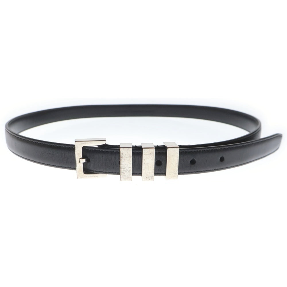 SAINT LAURENT PARIS(サンローランパリ) 3連バックルレザーナローベルト ブラック GRZ 347357
