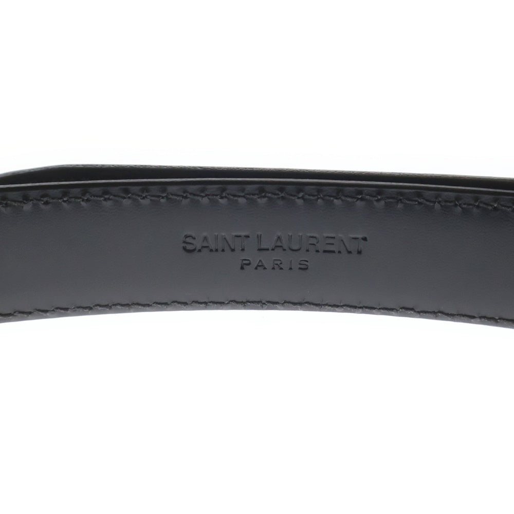 SAINT LAURENT PARIS(サンローランパリ) 3連バックルレザーナローベルト ブラック GRZ 347357