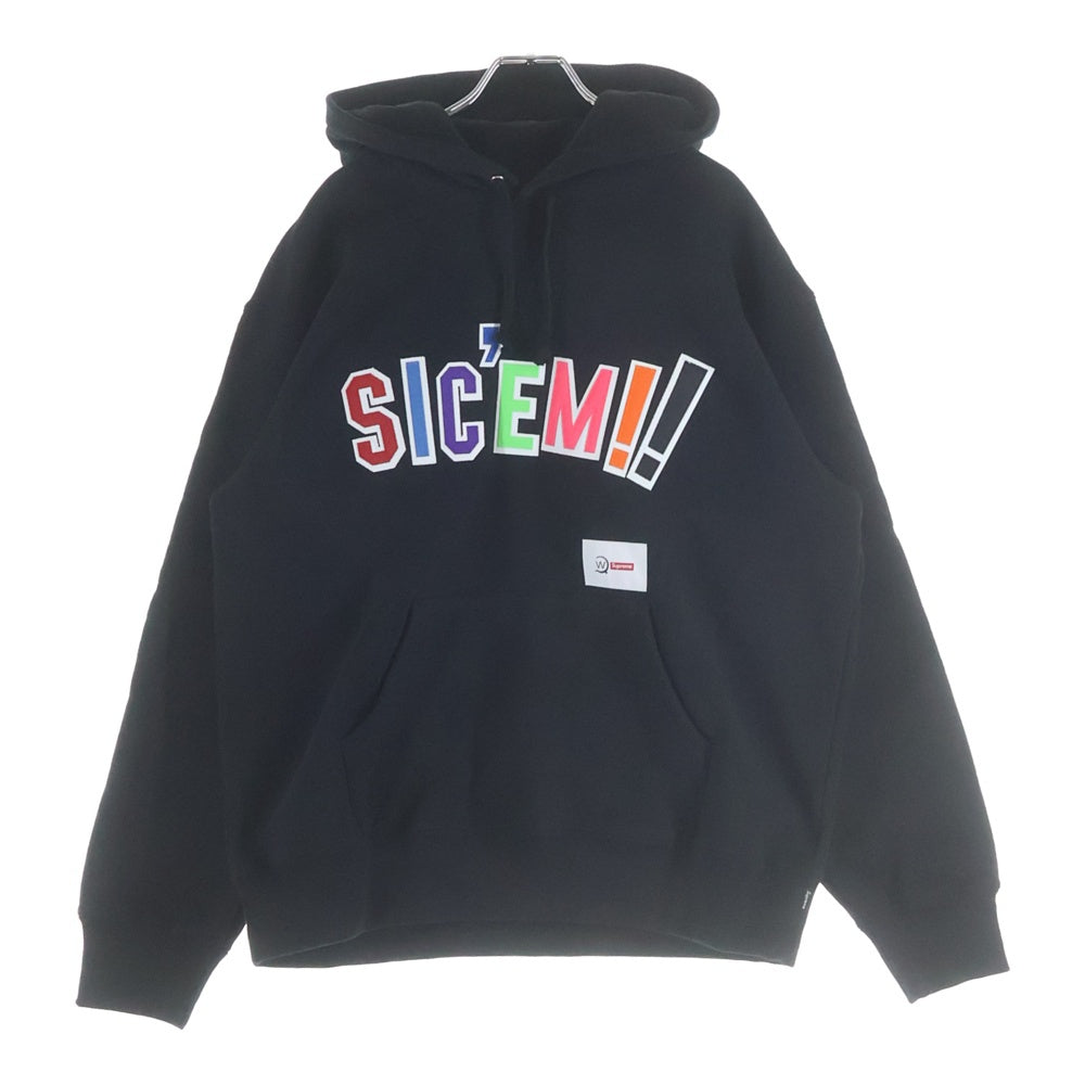 SUPREME(シュプリーム) 21AW ×WTAPS SIC'EM Hooded Sweatshirt フロント刺繍 プルオーバーパーカー スウェットフーディ ブラック