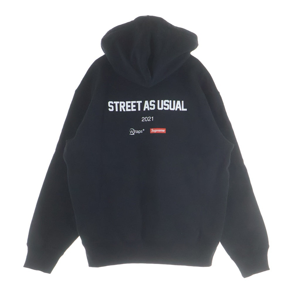 SUPREME(シュプリーム) 21AW ×WTAPS SIC'EM Hooded Sweatshirt フロント刺繍 プルオーバーパーカー スウェットフーディ ブラック