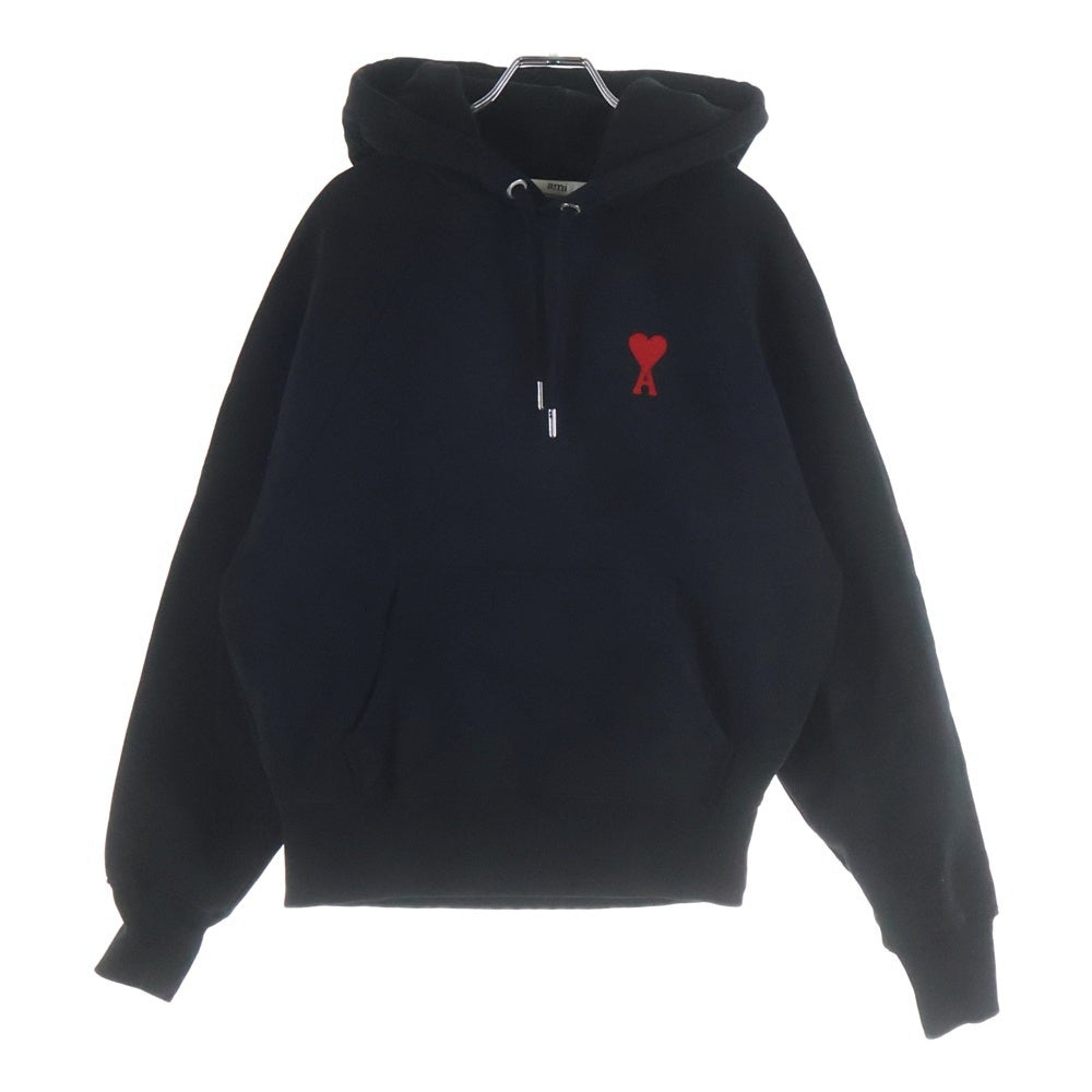 AMI Alexandre Mattiussi(アミアレクサンドルマテュッシ) ハートロゴ刺繍 プルオーバーパーカー フーディー ブラック USW204