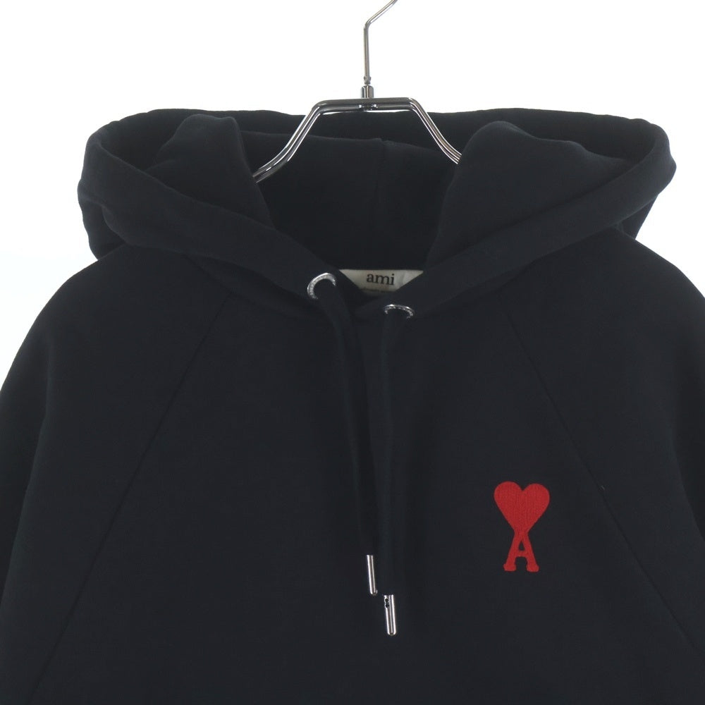 AMI Alexandre Mattiussi(アミアレクサンドルマテュッシ) ハートロゴ刺繍 プルオーバーパーカー フーディー ブラック USW204