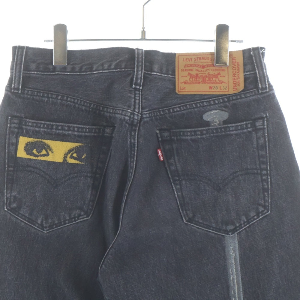 UNDERCOVER(アンダーカバー) 25SS ×LEVI'S リーバイス フロントデザインバギーパンツ デニムパンツ ブラック 001YZ-0000