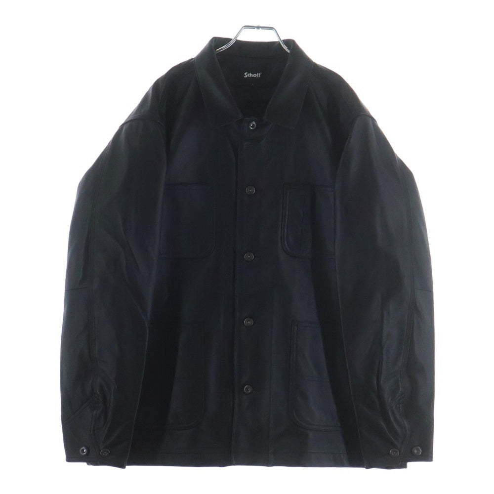 SCHOTT(ショット) LAMB LEATHER COVERALL JACKET ラムレザージャケット レザーカバーオール ブラック 3111050