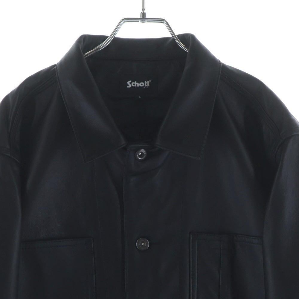 SCHOTT(ショット) LAMB LEATHER COVERALL JACKET ラムレザージャケット レザーカバーオール ブラック 3111050