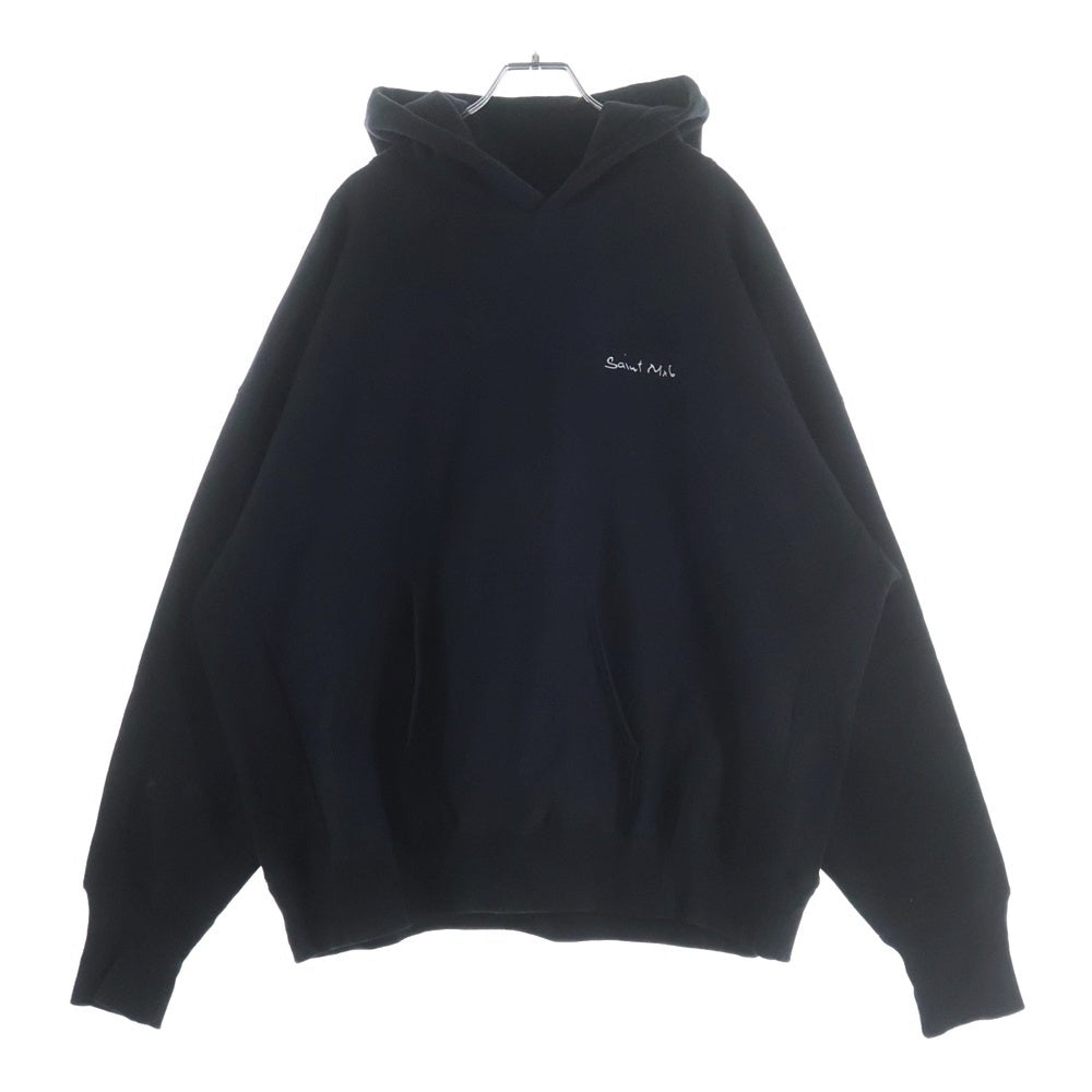 SAINT MICHAEL(セントマイケル) 24AW × Champion チャンピオン プルオーバーパーカー 刺繍ロゴ フーディー ブラック SM-YS1-0000-045