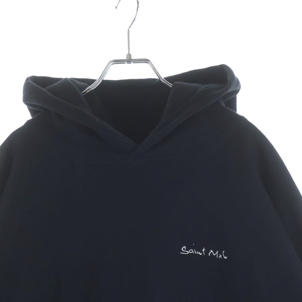 SAINT MICHAEL(セントマイケル) 24AW × Champion チャンピオン プルオーバーパーカー 刺繍ロゴ フーディー ブラック SM-YS1-0000-045